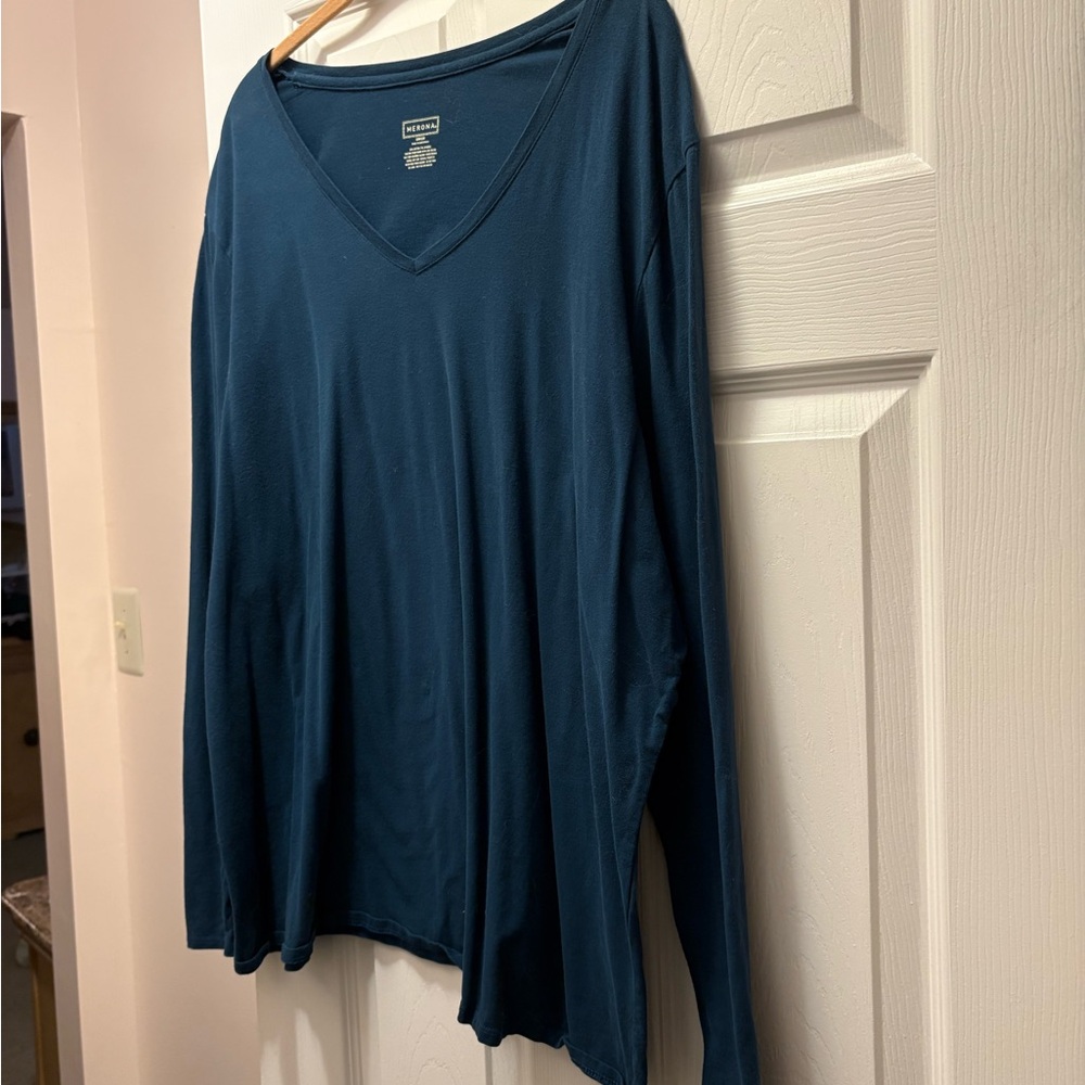 Merona Teal V-Neck Long Sleeve Top